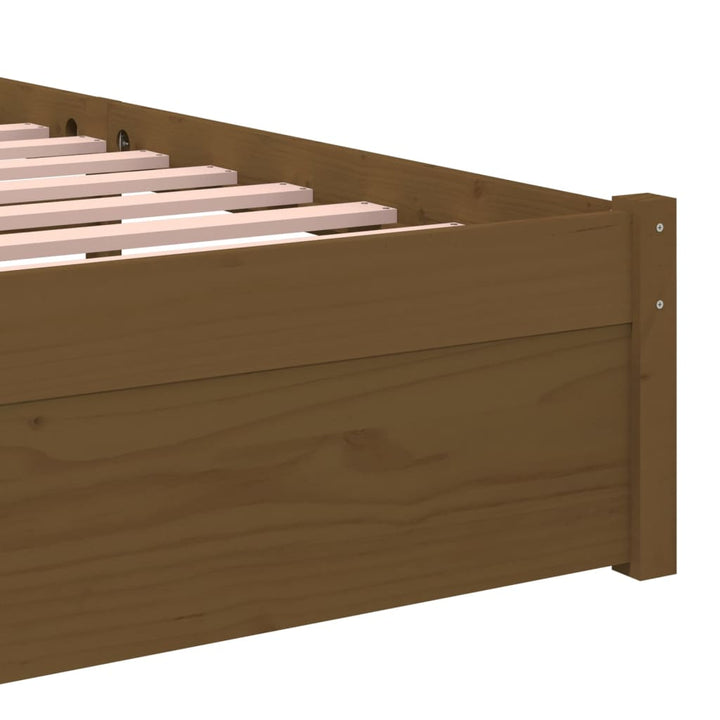 sengeramme 90x190 cm Single massivt træ gyldenbrun