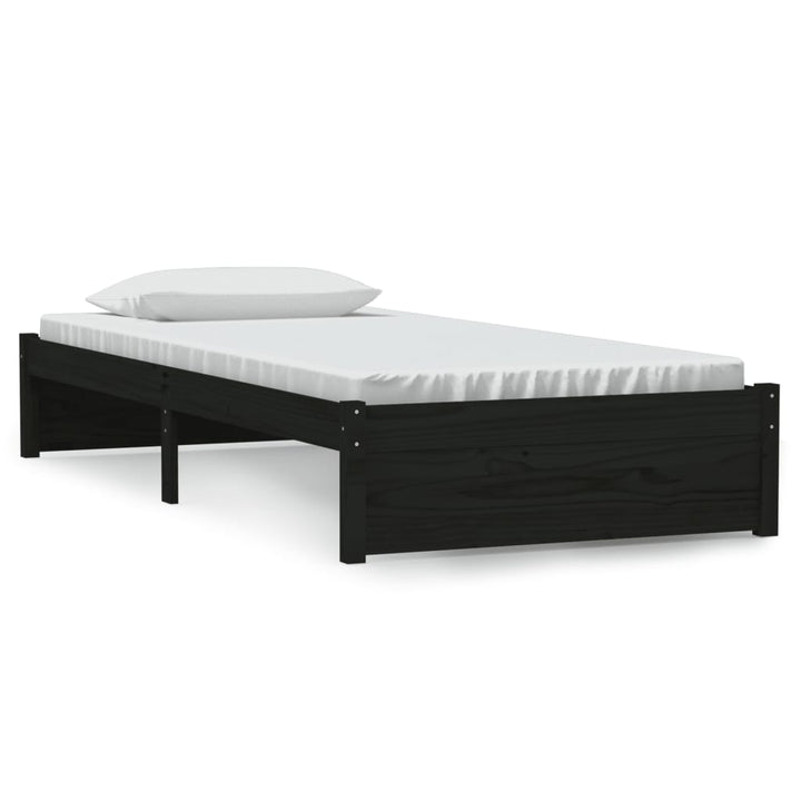 sengeramme 90x190 cm Single massivt træ sort