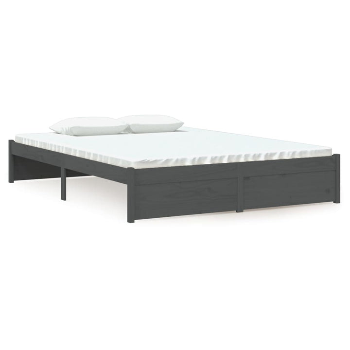 sengeramme 135x190 cm Double massivt fyrretræ grå