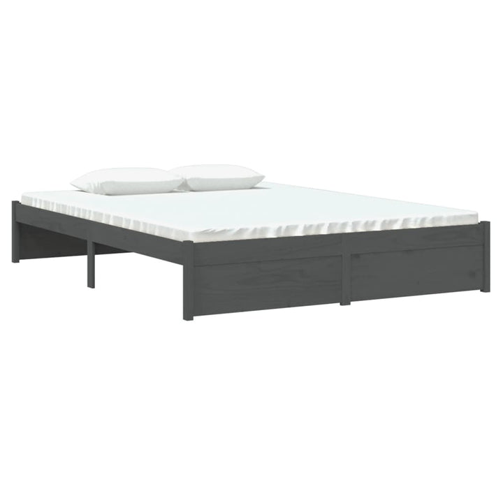 sengeramme 135x190 cm Double massivt fyrretræ grå