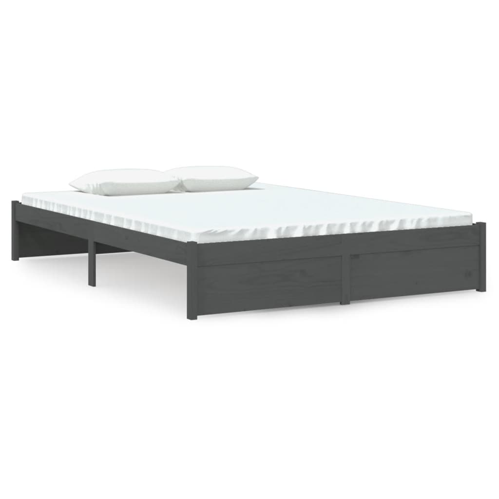 sengeramme 140x190 cm massivt træ grå