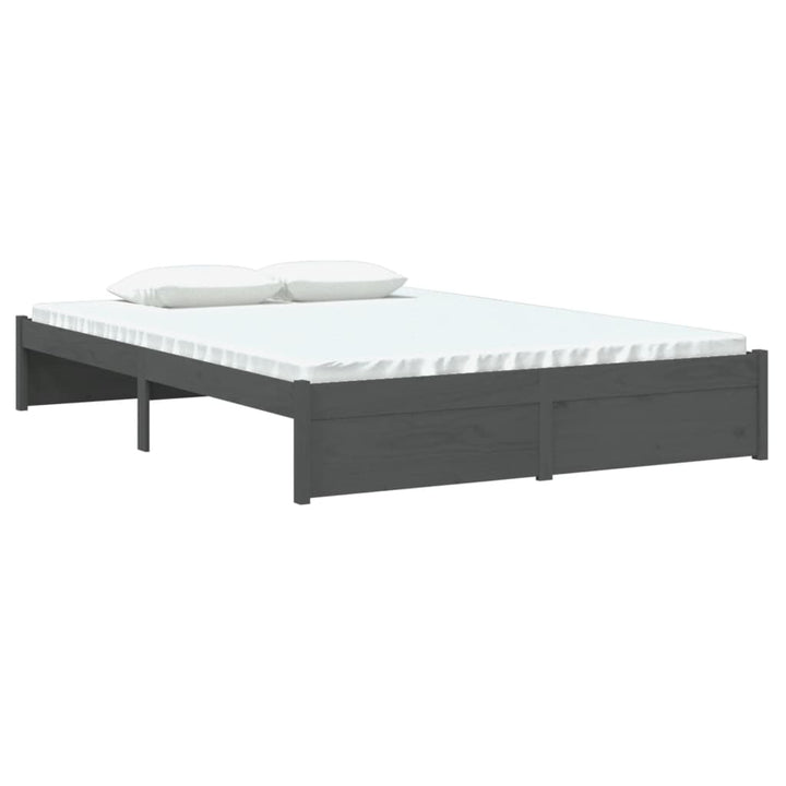sengeramme 140x190 cm massivt træ grå