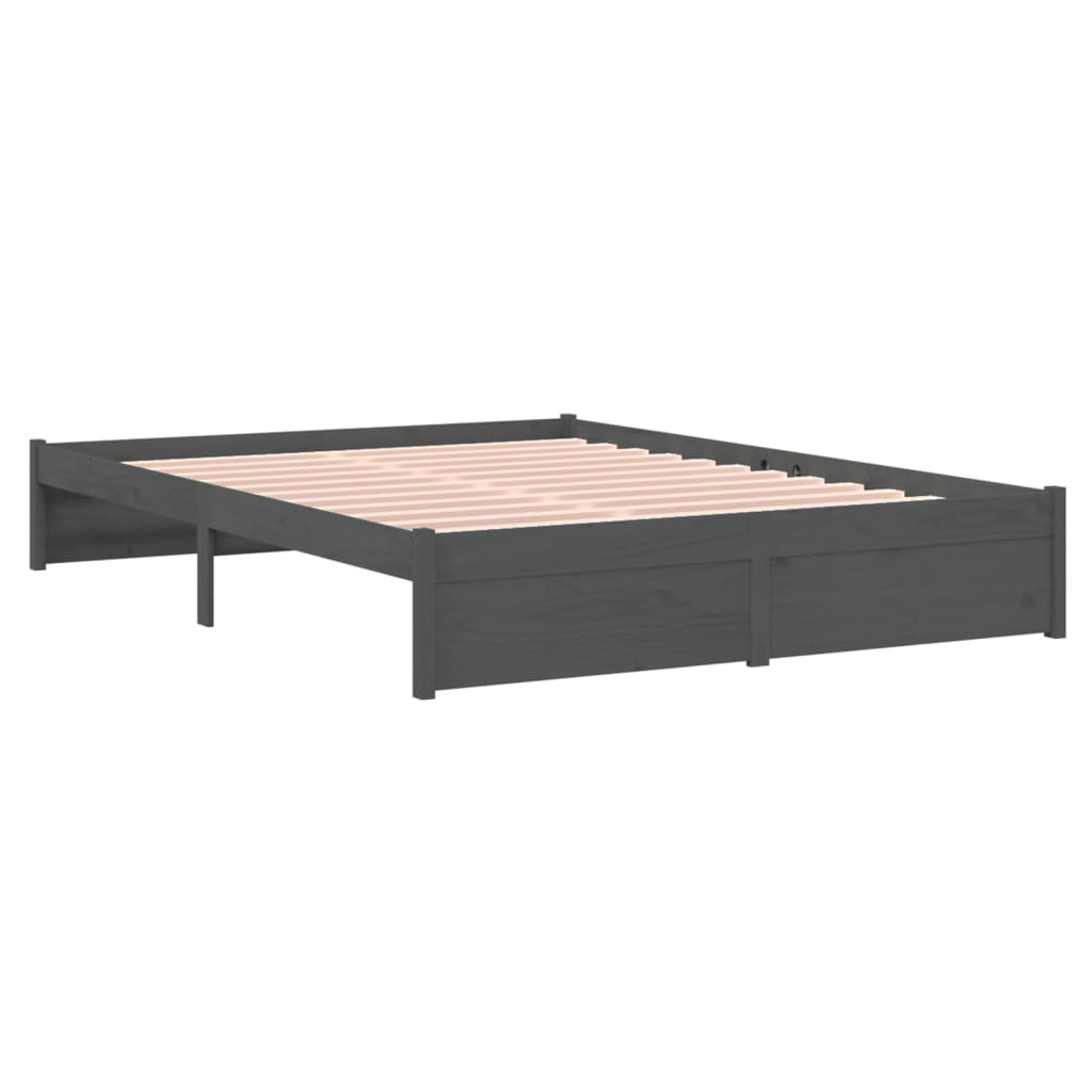 sengeramme 140x190 cm massivt træ grå