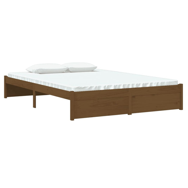 sengeramme 140x190 cm massivt træ gyldenbrun