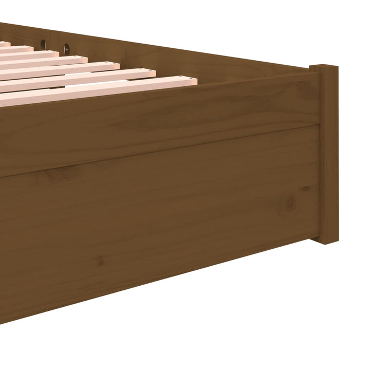 sengeramme 140x190 cm massivt træ gyldenbrun