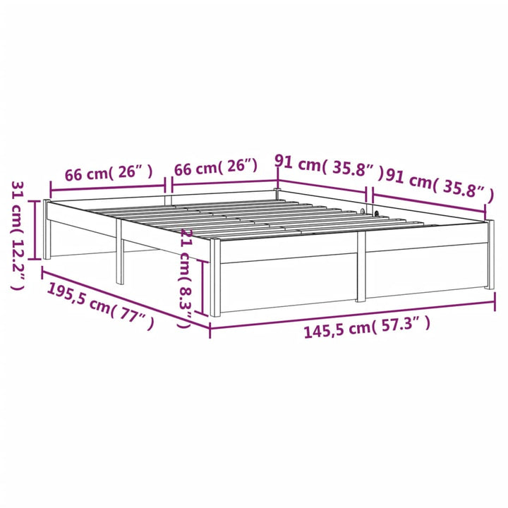 sengeramme 140x190 cm massivt træ gyldenbrun