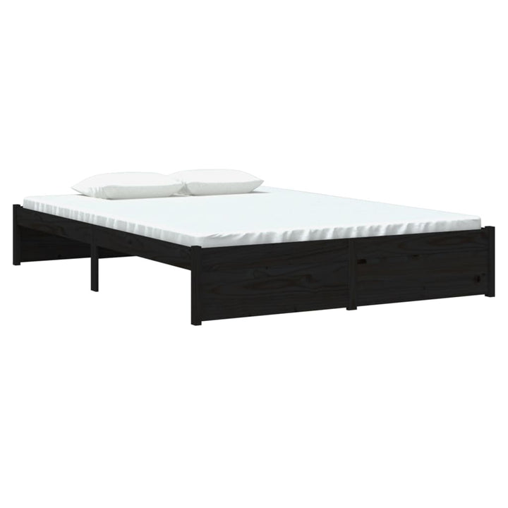 sengeramme 140x190 cm massivt træ sort