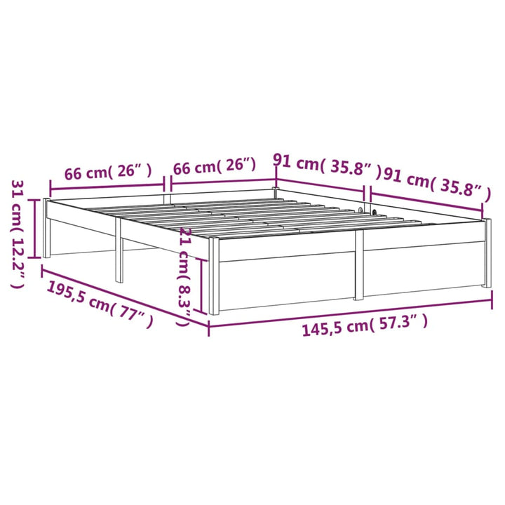 sengeramme 140x190 cm massivt træ sort