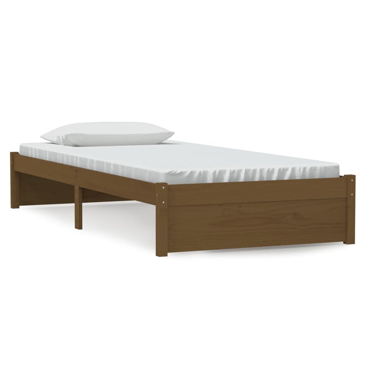 sengeramme 90x200 cm massivt træ gyldenbrun