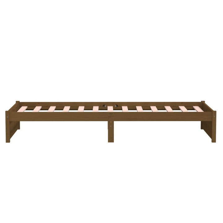 sengeramme 90x200 cm massivt træ gyldenbrun