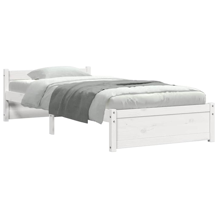 sengeramme 90x190 cm Single massivt træ hvid