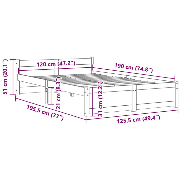 sengeramme 120x190 cm massivt træ