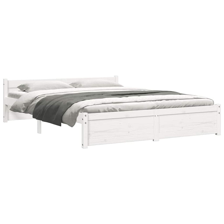 sengeramme 135x190 cm dobbelt massivt fyrretræ hvid