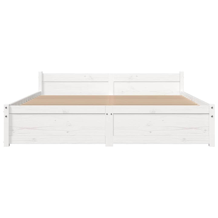 sengeramme 135x190 cm dobbelt massivt fyrretræ hvid