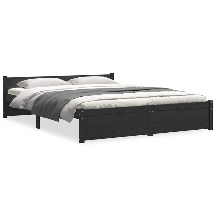 sengeramme 140x190 cm massivt træ sort