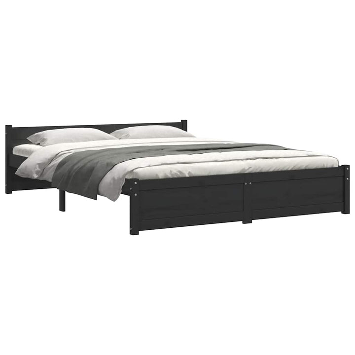 sengeramme 140x190 cm massivt træ sort