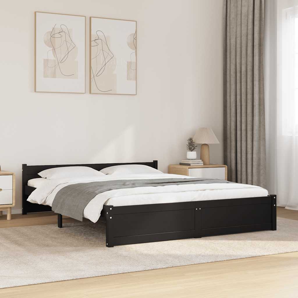 sengeramme 140x190 cm massivt træ sort