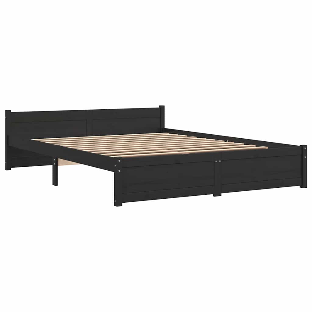 sengeramme 150x200 cm King Size massivt træ sort