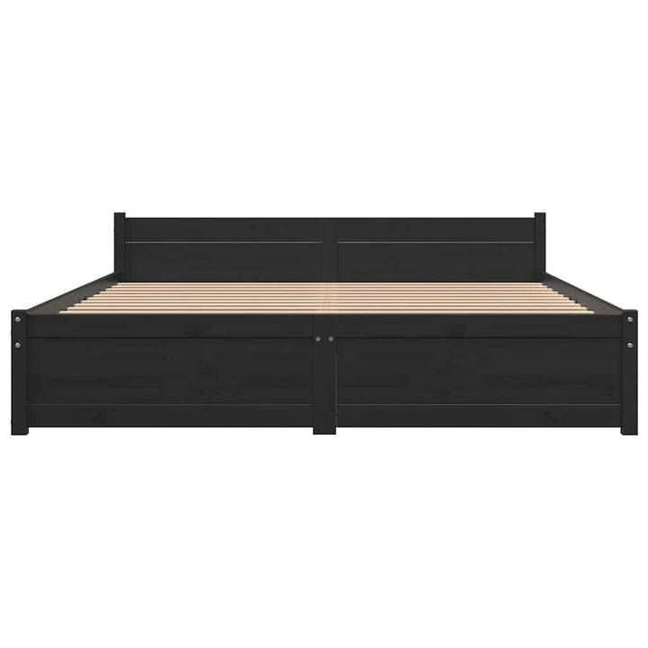 sengeramme 150x200 cm King Size massivt træ sort