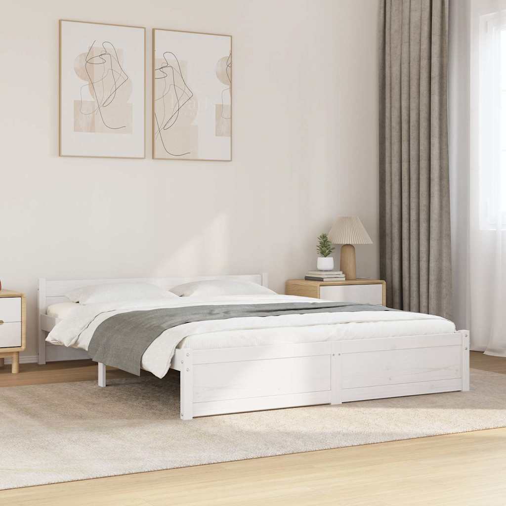 sengeramme 160x200 cm massivt træ hvid