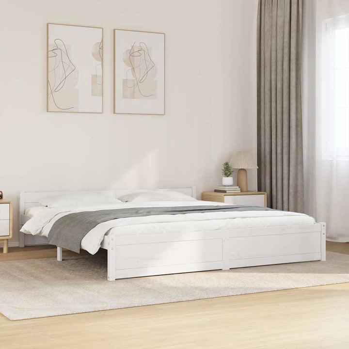 sengestel 180x200 cm Super King massivt fyrretræ hvid