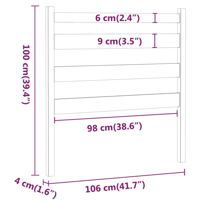 sengegærde 106x4x100 cm massivt fyrretræ hvid