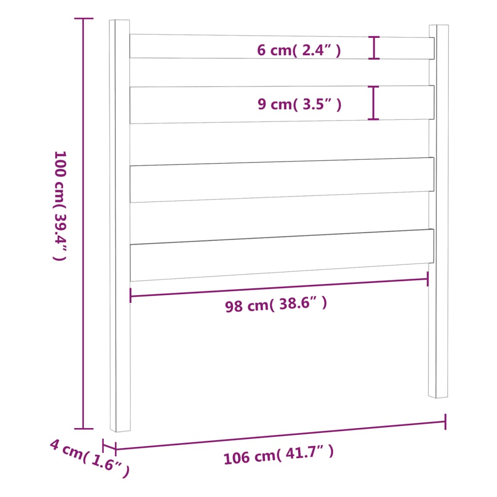 sengegavl 106x4x100 cm massivt fyrretræ gyldenbrun
