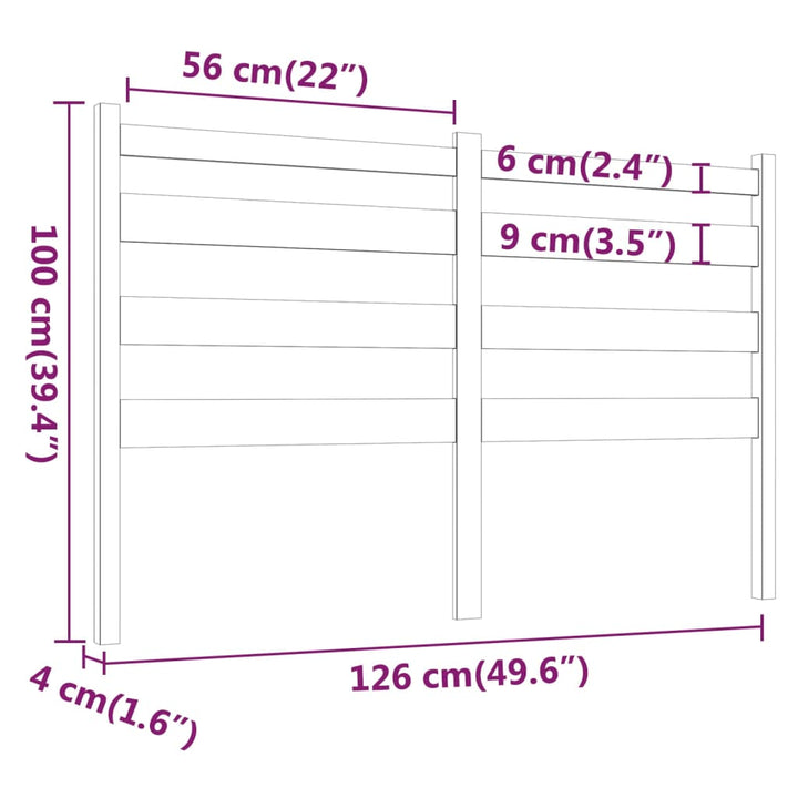 sengegærde 126x4x100 cm massivt fyrretræ grå