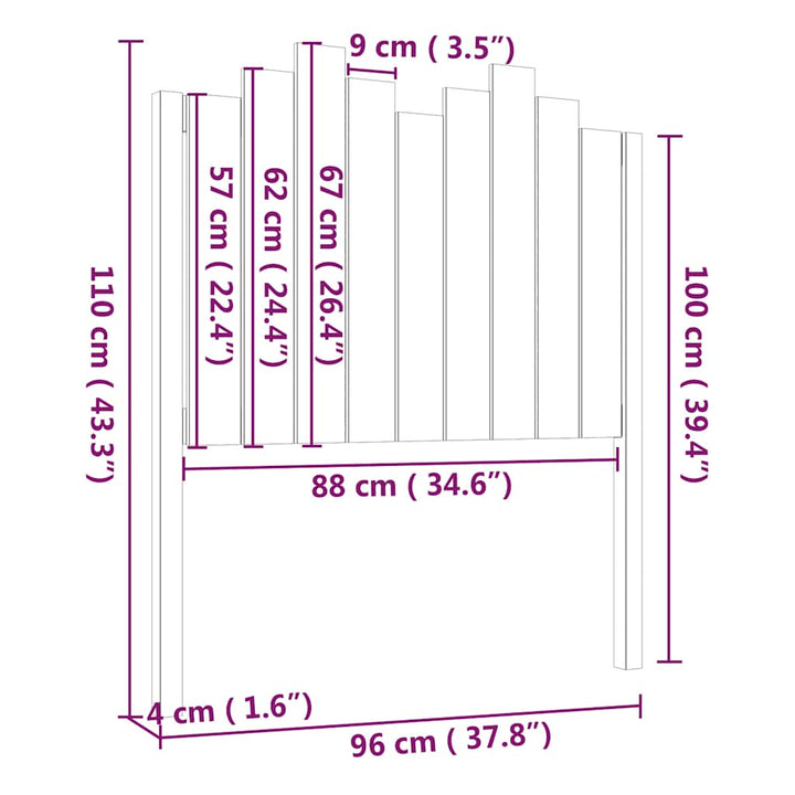 sengegærde 96x4x110 cm massivt fyrretræ sort