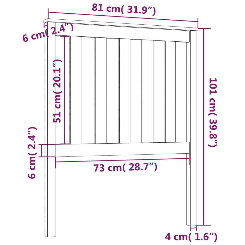 sengegærde 81x6x101 cm massivt fyrretræ