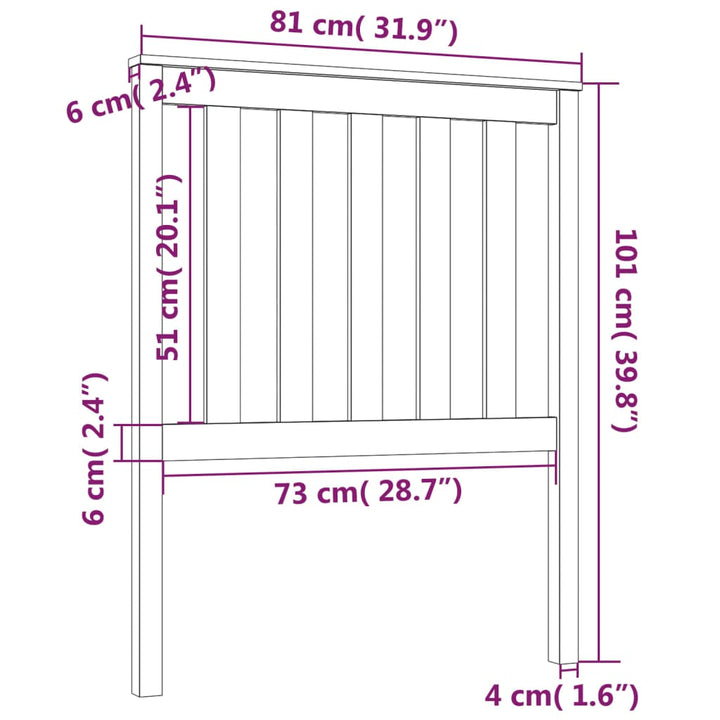sengegærde 81x6x101 cm massivt fyrretræ