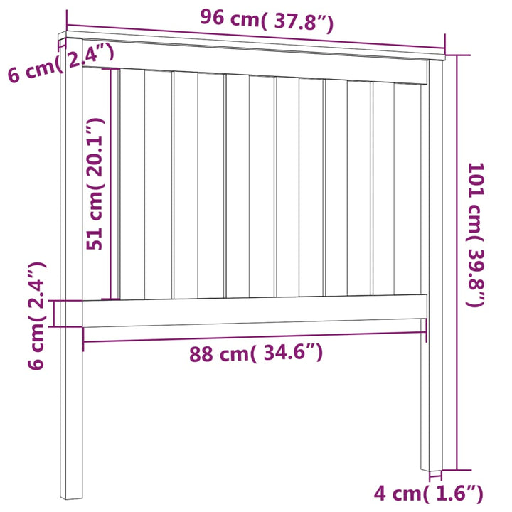 sengegærde 96x6x101 cm massivt fyrretræ sort