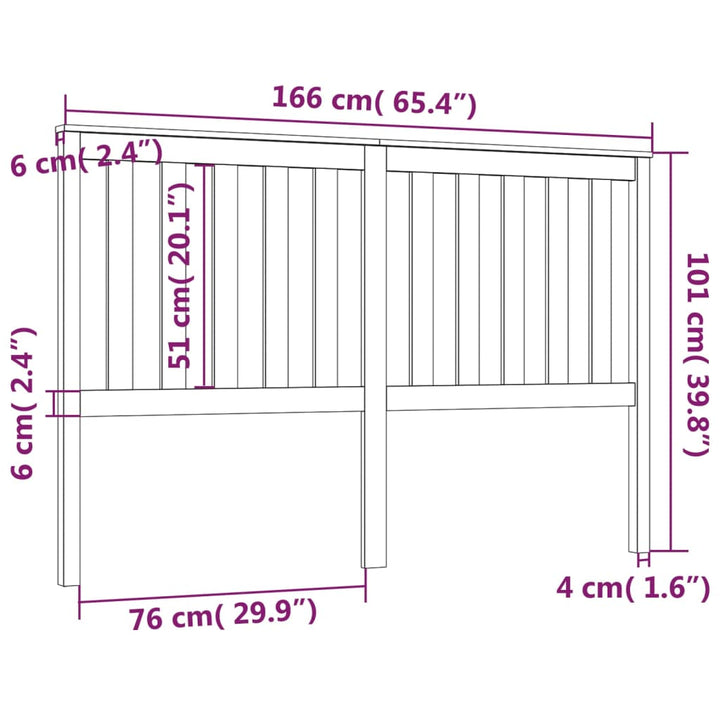 sengegærde 166x6x101 cm massivt fyrretræ sort