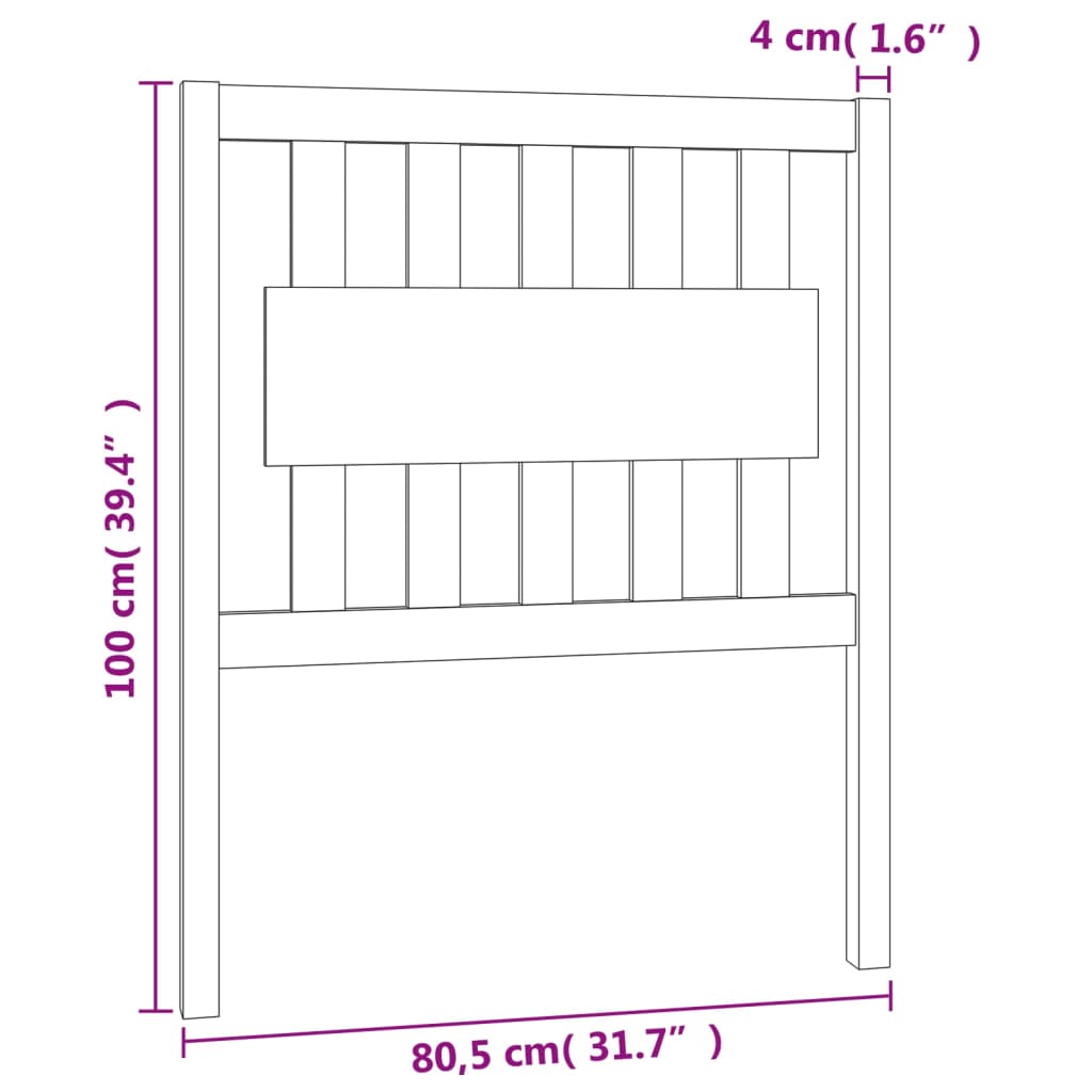 sengegærde 80,5x4x100 cm massivt fyrretræ hvid