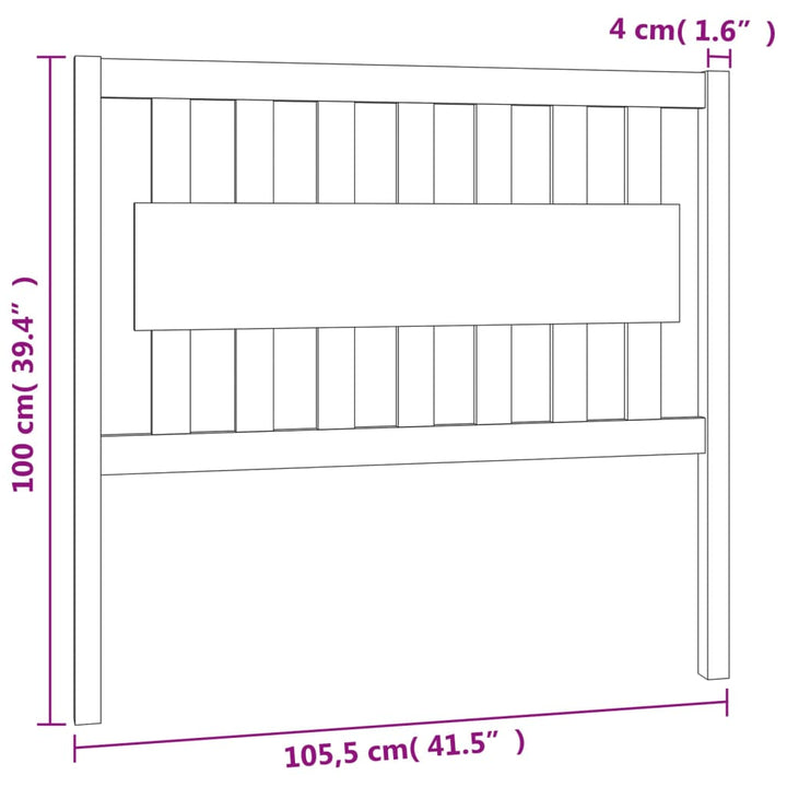 sengegærde 105,5x4x100 cm massivt fyrretræ grå