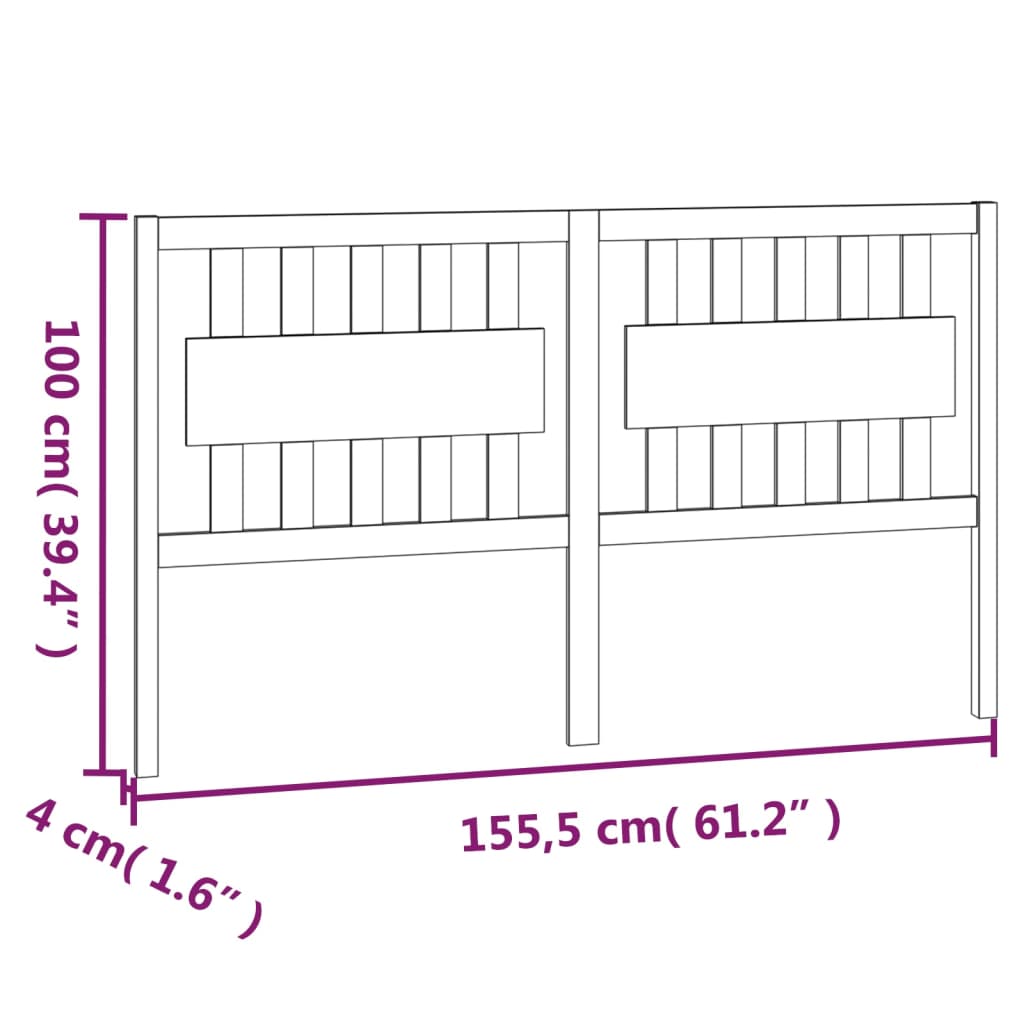 sengegærde 155,5x4x100 cm massivt fyrretræ sort