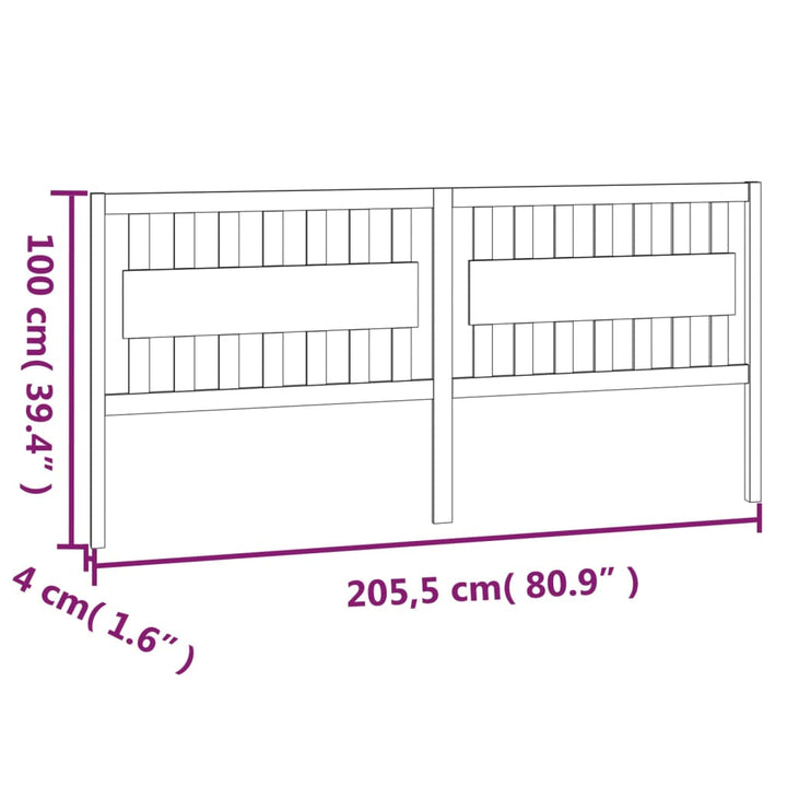 sengegærde 205,5x4x100 cm massivt fyrretræ