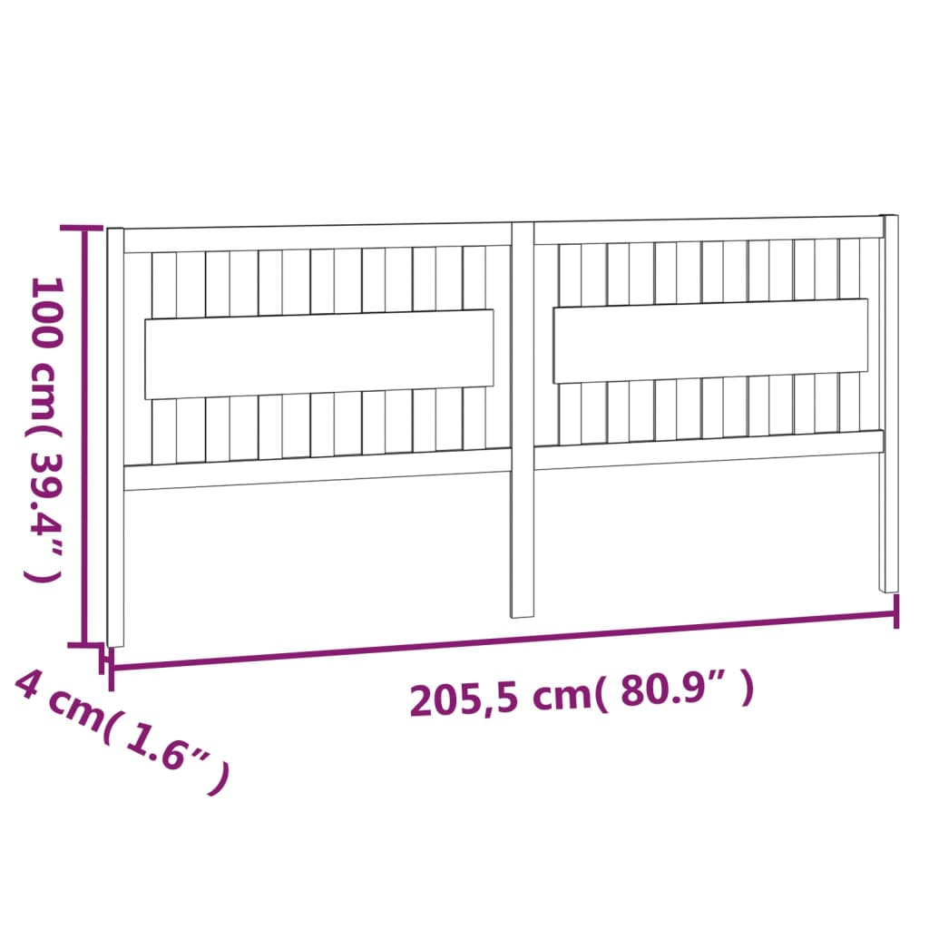 sengegærde 205,5x4x100 cm massivt fyrretræ grå