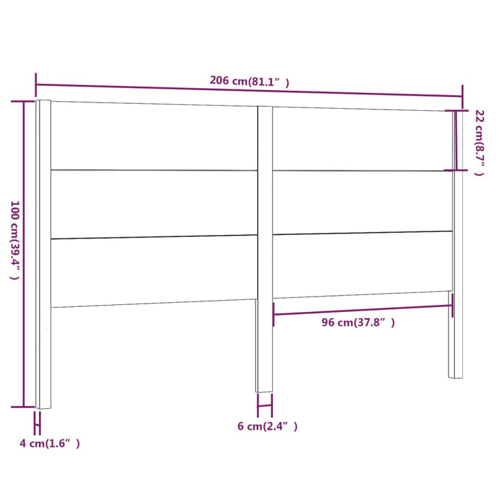 sengegærde 206x4x100 cm massivt fyrretræ