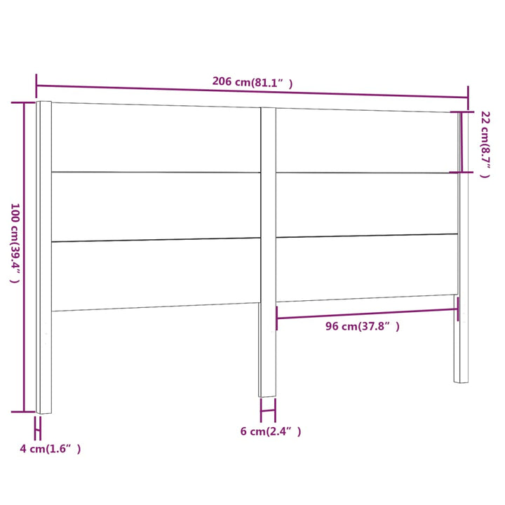 sengegærde 206x4x100 cm massivt fyrretræ sort