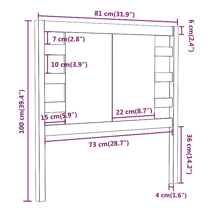 sengegærde 81x4x100 cm massivt fyrretræ grå
