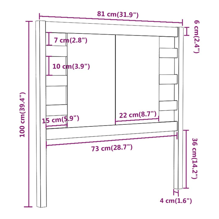 sengegærde 81x4x100 cm massivt fyrretræ sort