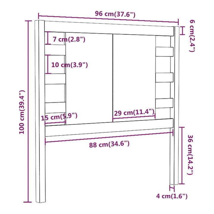 sengegærde 96x4x100 cm massivt fyrretræ sort