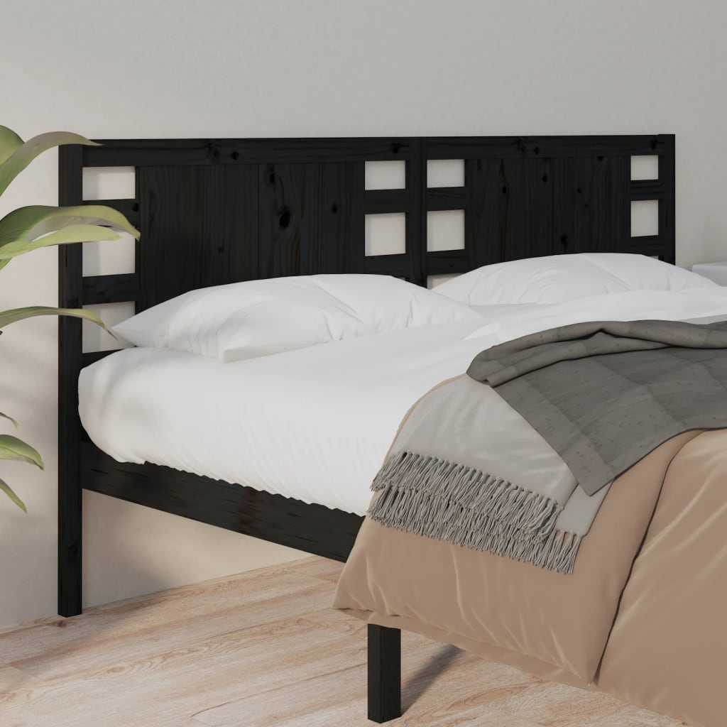 sengegærde 146x4x100 cm massivt fyrretræ sort