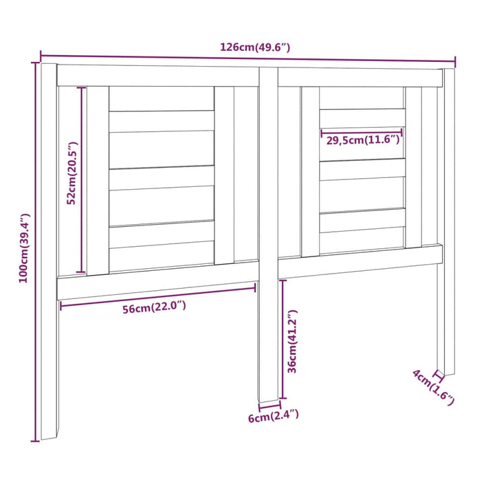 sengegærde 126x4x100 cm massivt fyrretræ hvid