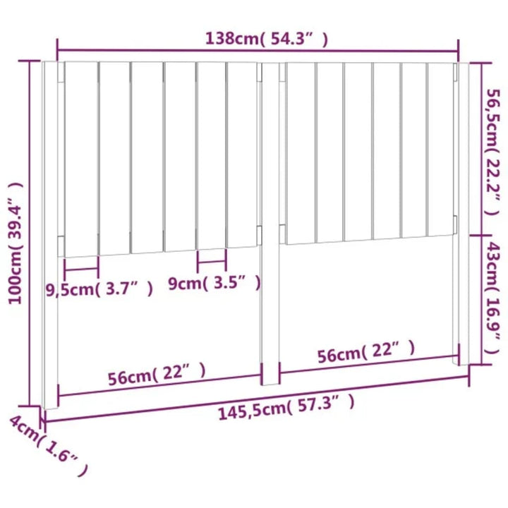 sengegærde 145,5x4x100 cm massivt fyrretræ sort