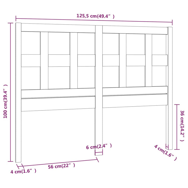 sengegærde 125,5x4x100 cm massivt fyrretræ sort