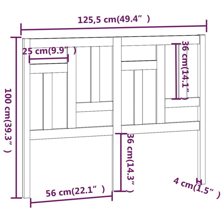 sengegærde 125,5x4x100 cm massivt fyrretræ grå