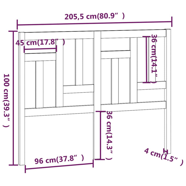 sengegærde 205,5x4x100 cm massivt fyrretræ grå