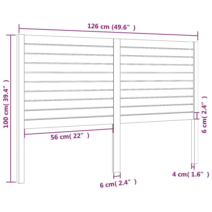 sengegærde 126x4x100 cm massivt fyrretræ